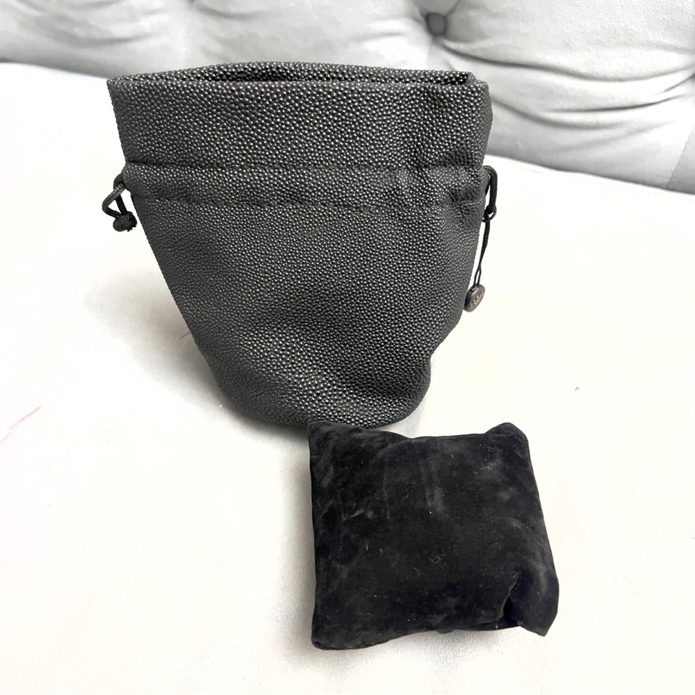 NEW COZMO Black Faux Leather Jewerly/Watch Traveling Pouch + Pillow 5.5x4 inches